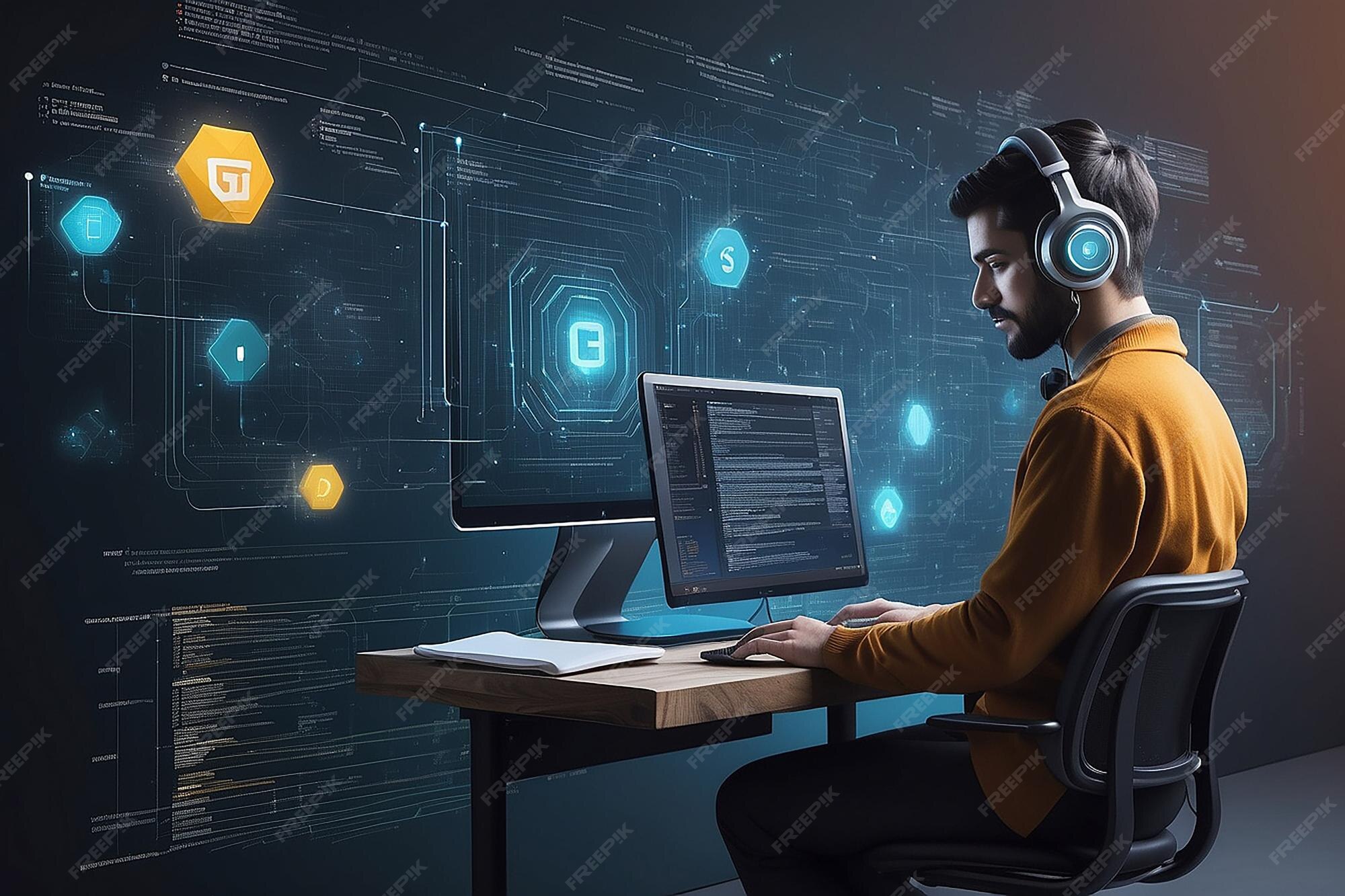 HTML and CSS Collage Concept with Person Programming and API ...