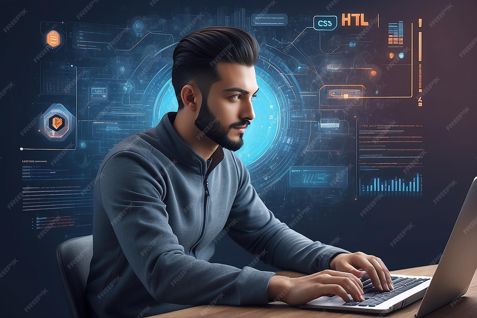 HTML and CSS Collage Concept with Person Programming and API ...