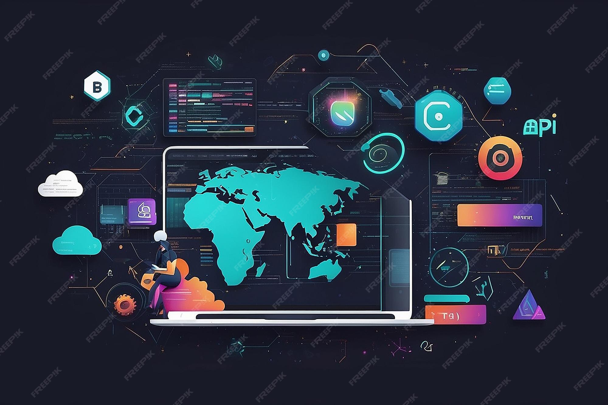 HTML and CSS Collage Concept with Person Programming and API ...