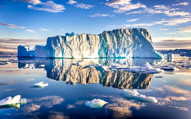 인근의 Ilulissat 얼음에서 일루리사트 AI_Generated 근처에 떠 있는 빙산