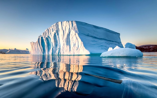 인근의 Ilulissat 얼음에서 일루리사트 AI_Generated 근처에 떠 있는 빙산