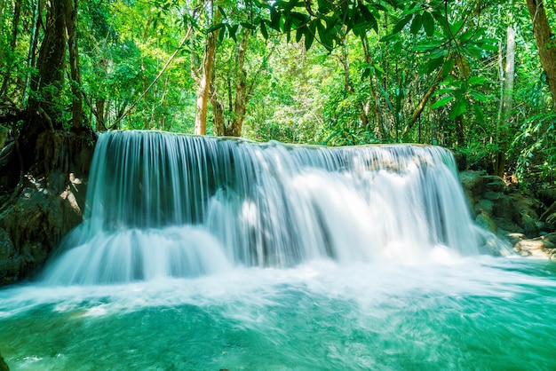 Huay Mae Kamin Waterfall in Kanchanaburi in Thailand