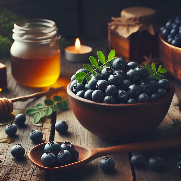 huckleberry on a table in a dark room