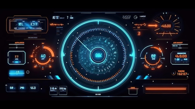 Foto hud elements pack hudgui voor game-achtergrondontwerp technische achtergrond digitale data generatieve ai