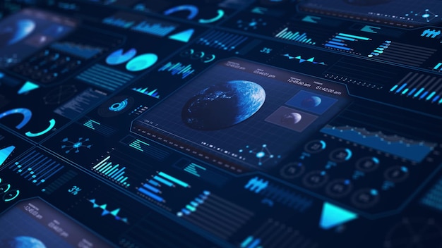 HUD-technologie infographic Sci Fi Gebruikersinterface gegevens weergave Financiële zakelijke grafieken grafieken