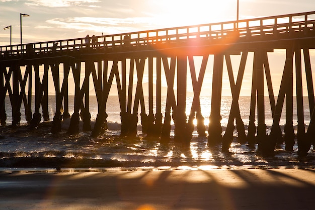 Hueneme strand pier Port Hueneme Californië bij zonsondergang