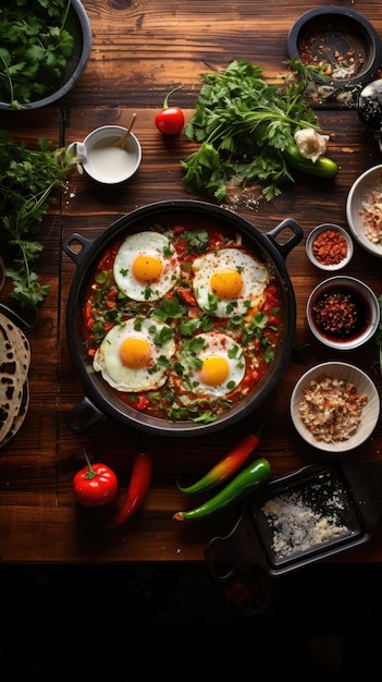 Huevos rancheros is een ontbijtgerecht met eieren