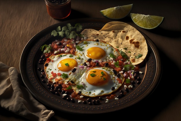 Популярное блюдо мексиканской кухни Huevos rancheros