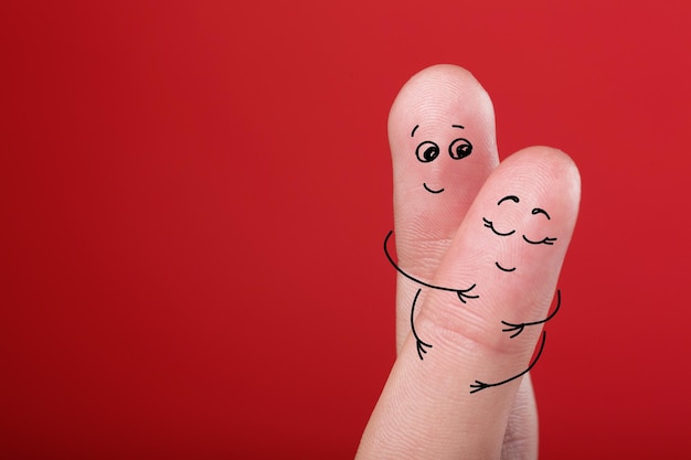 Hug fingers human fingers love couple happy heart