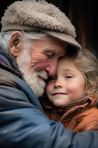 Photo a hug between generations such as a grandparent and grandchild