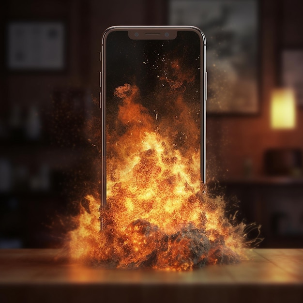 A huge broken mobile phone screen shattering explosion