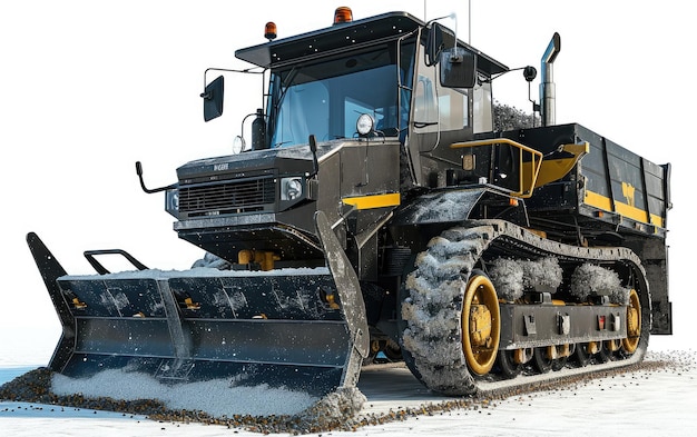 Huge Bulldozer Parked on a Snowy Field