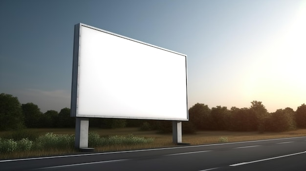 a huge empty billboard on the side of the road Empty layout for your advertisement AI generated