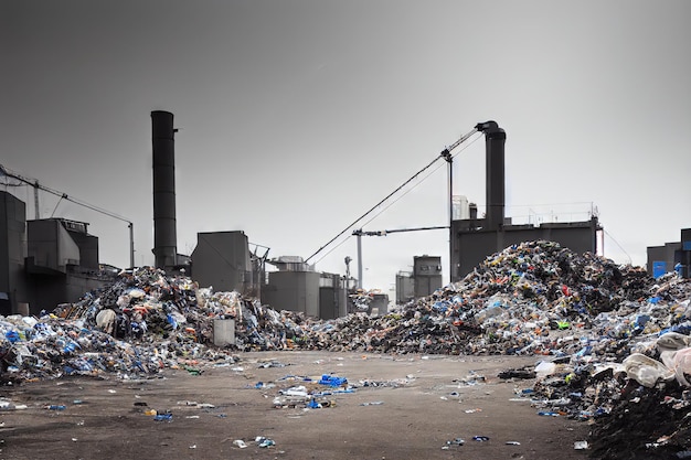 Huge of garbage in garbage recycling process