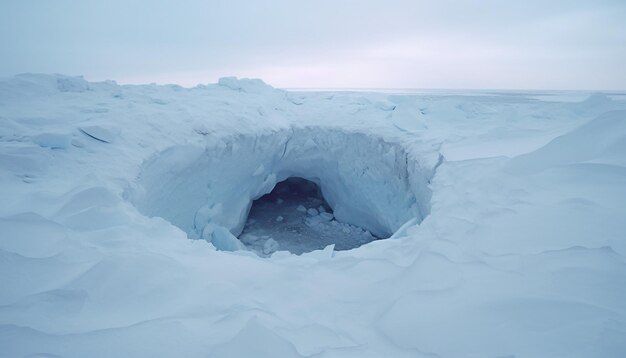 Photo huge hole in the antarcitcan ice