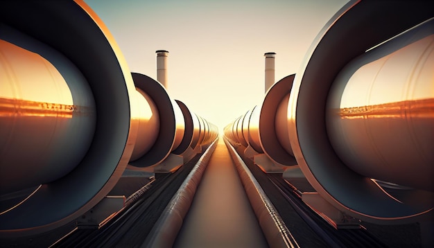 Photo huge industrial pipes generative ai