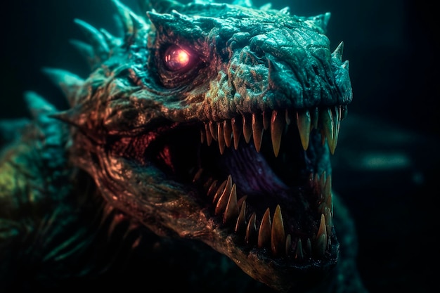 Huge lizard with big teeth Generative AI