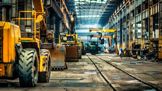 Huge Machine Room in Busy Factory