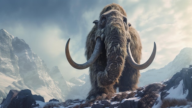 Photo huge mammoth in the wild nature wildlife concept