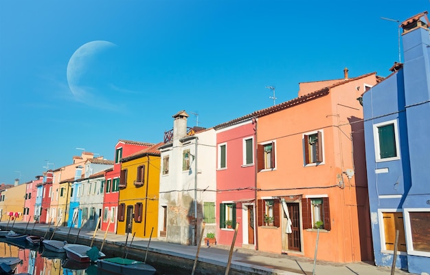 Huge moon over Burano Italy