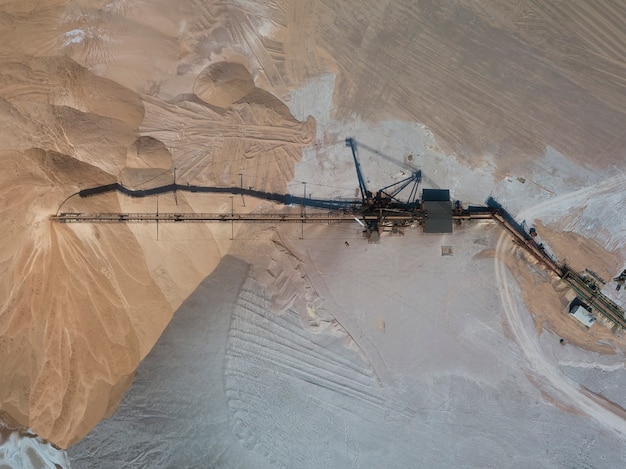 Huge mountains of waste rock dumps during the extraction of potash