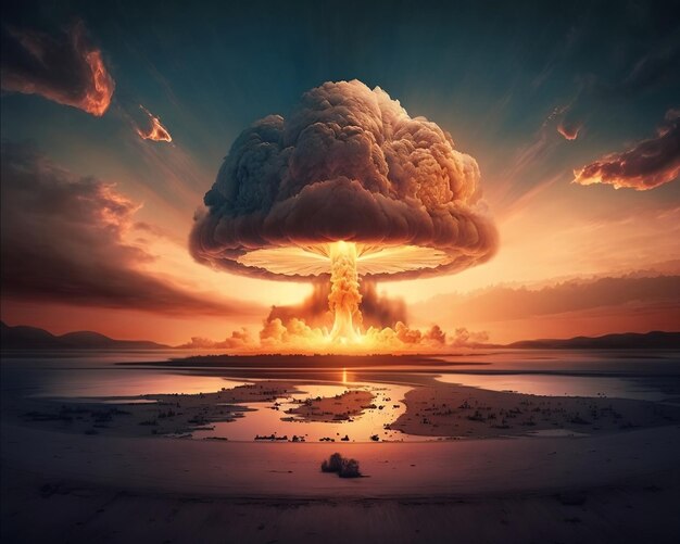 Huge nuclear bomb explosion generative Artificial Intelligence