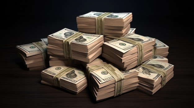 Huge packs of paper money Bundle with cash bills Keeping money in bank Deposit wealth accumulation and inheritance