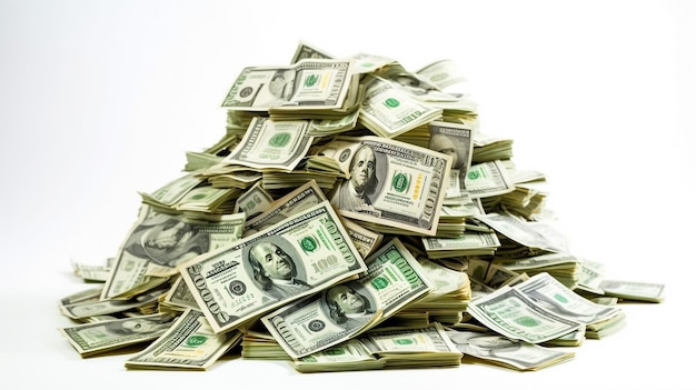 Huge pile of money studio photography of American moneys of hundred dollar