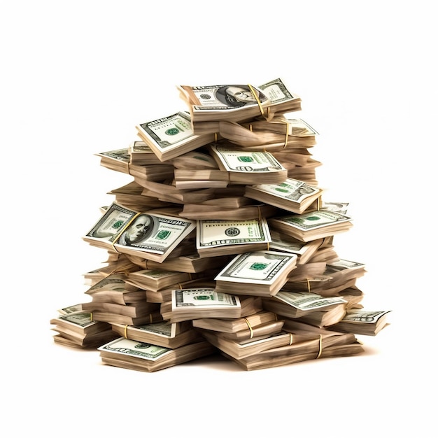 Photo huge pile of money studio photography of american moneys of hundred dollar
