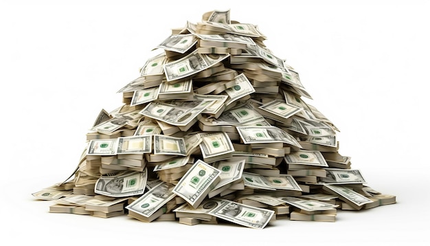 Huge pile of money studio photography of American moneys of hundred dollar