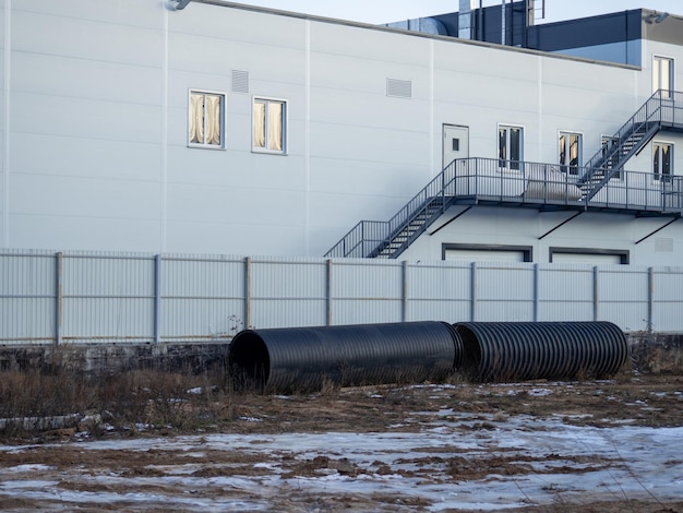 Huge pipes in the industrial area Abandoned pipes