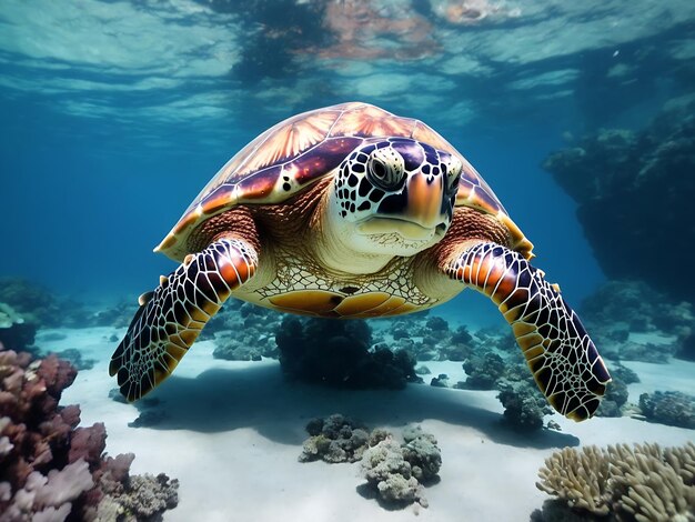 산호초  ⁇ 에 있는 거대한 바다 거북이