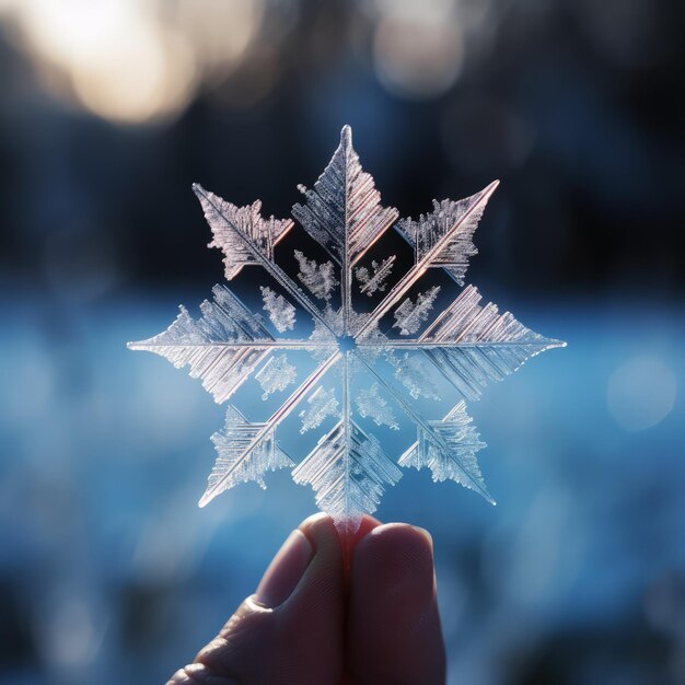 手のひらの上の巨大な雪の結晶