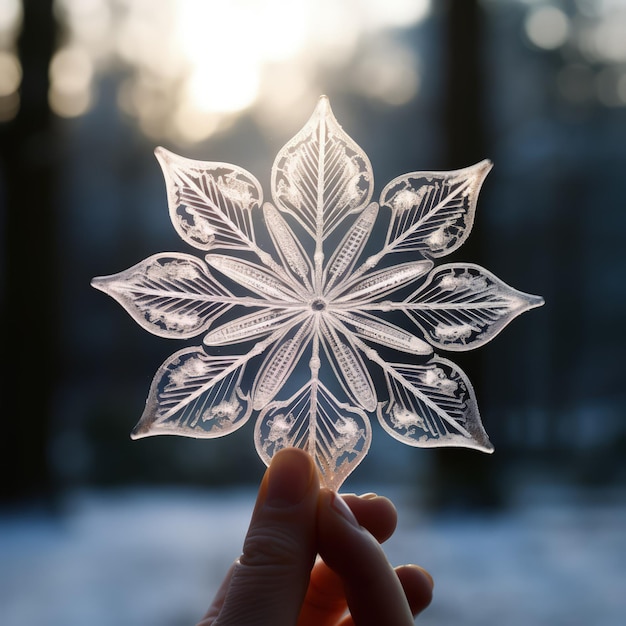 huge snowflake on palm