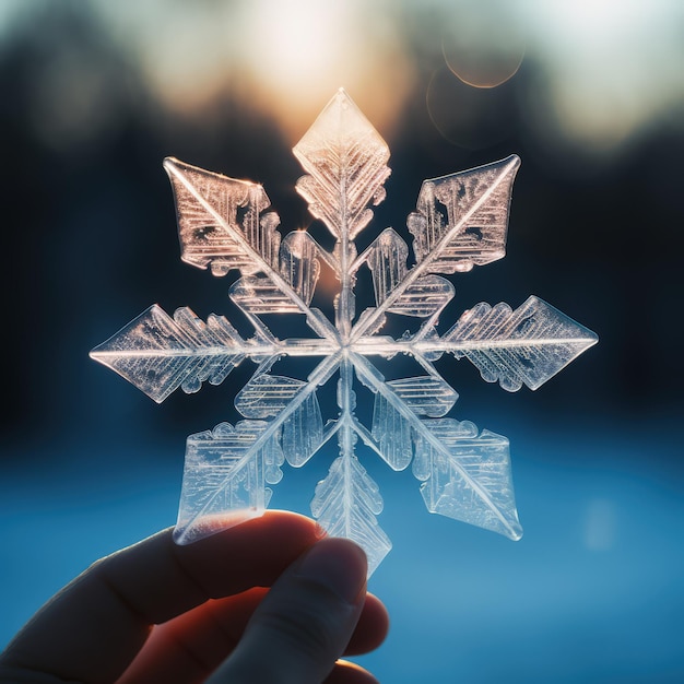 手のひらの上の巨大な雪の結晶