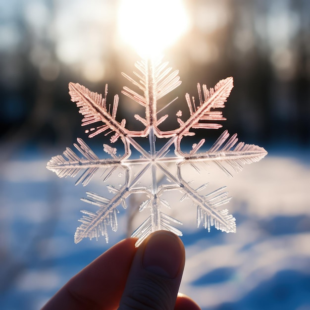 手のひらの上の巨大な雪の結晶