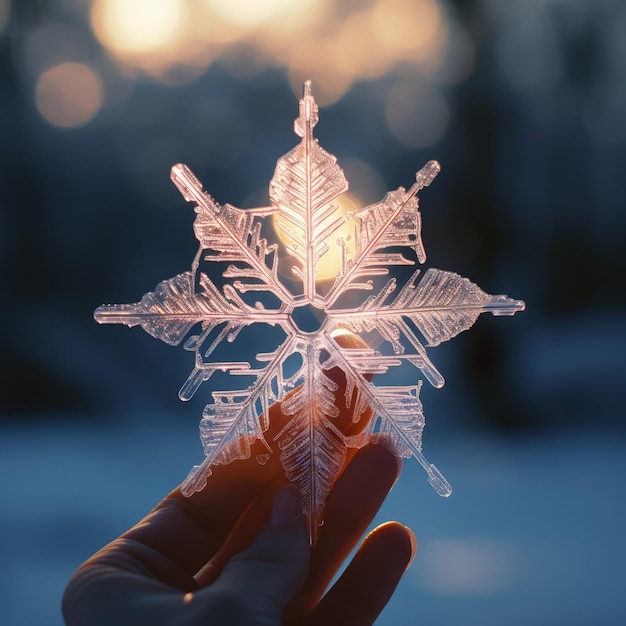 手のひらの上の巨大な雪の結晶