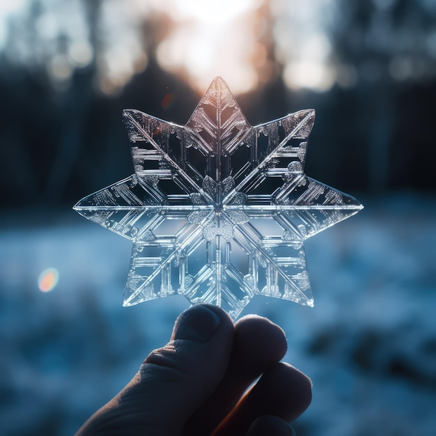 手のひらの上の巨大な雪の結晶