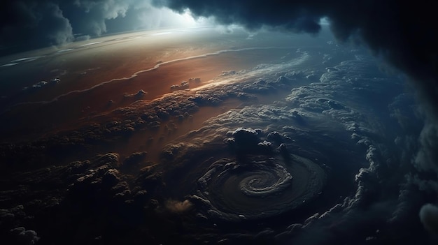 Huge storm over Jupiter Cinematic lighting Ai Generated Image