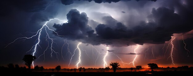 巨大な雷雨が夜に襲う