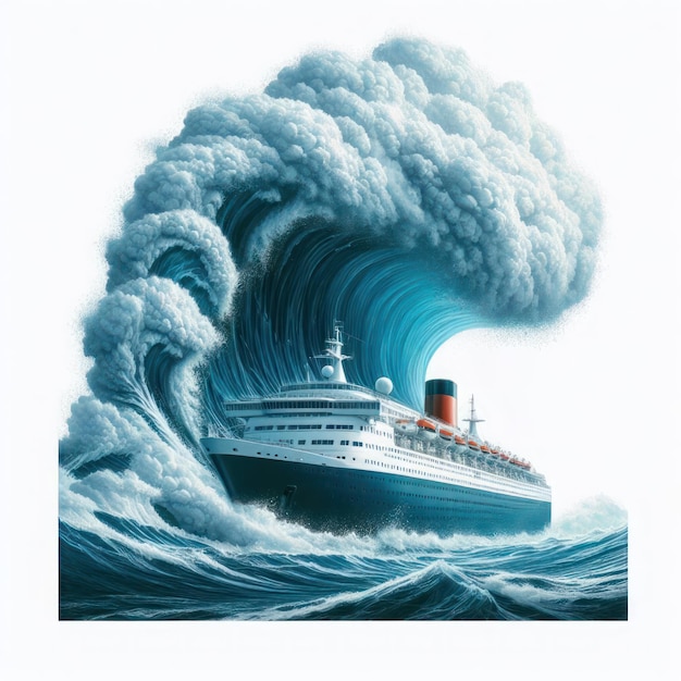 Premium Photo A huge wave hits a cruise ship