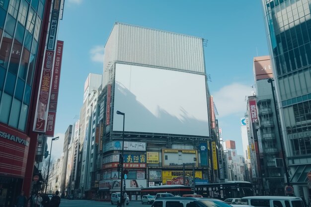 写真 都市大都市の建物の巨大な白い広告板