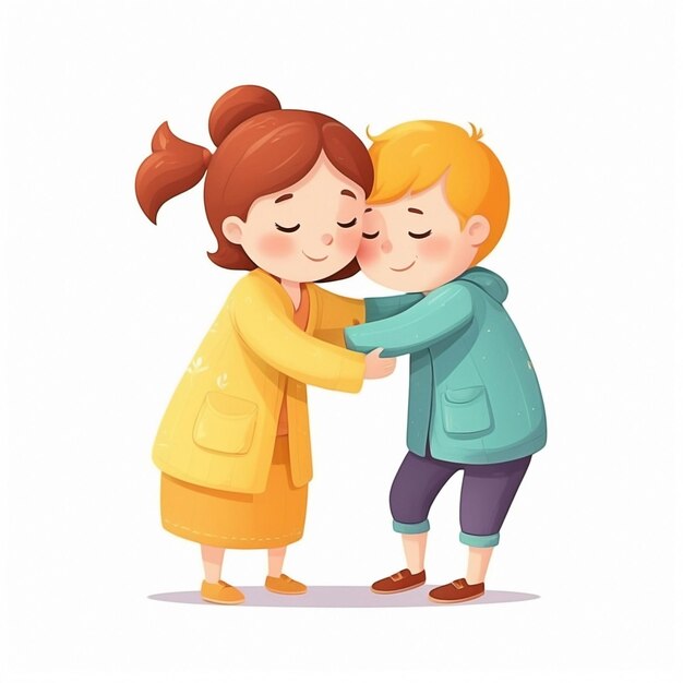 Photo hugging cartoon abstract illustration concept with the theme of world hugging day