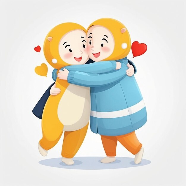 Photo hugging cartoon abstract illustration concept with the theme of world hugging day