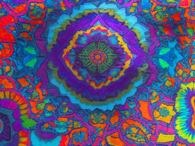 Huichol kunst behang Blacklight kleuren Psychedelic patroon gratis downloaden