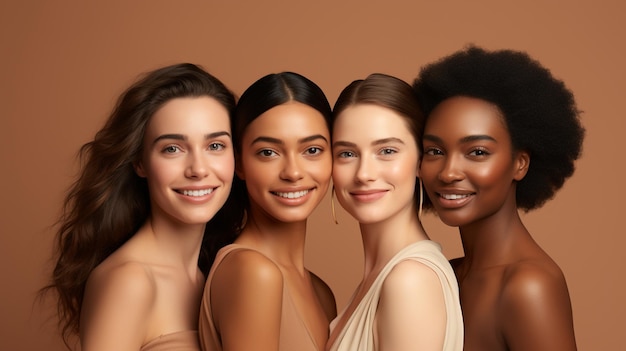 huidverzorging make-up en diversiteit van vrouwen met schoonheid marketing cosmetica