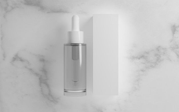 Huidverzorging serum cosmetische fles, 3D-rendering illustratie mockup, medisch lotion product