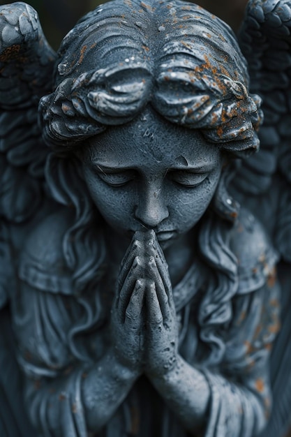 Huilend en biddend beeld van een engel
