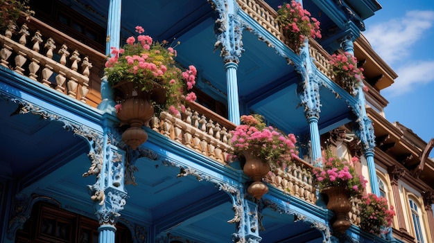 Huis blauw herenhuis gebouw