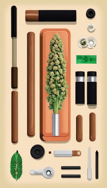 Huis Cannabis Blunt Rolling Kit Illustratie